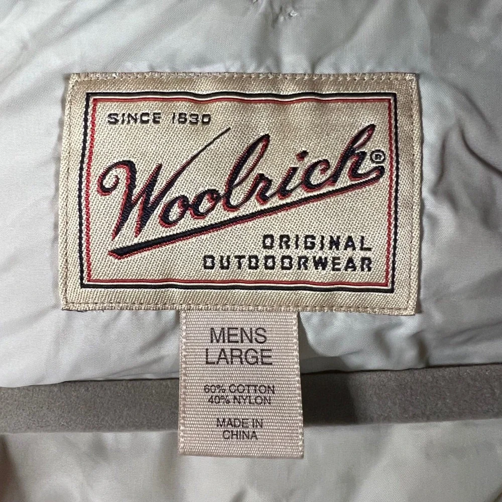 Woolrich Mens Puffer‎ Vest Dark Blue Tan Lined Original Outdoorwear Large